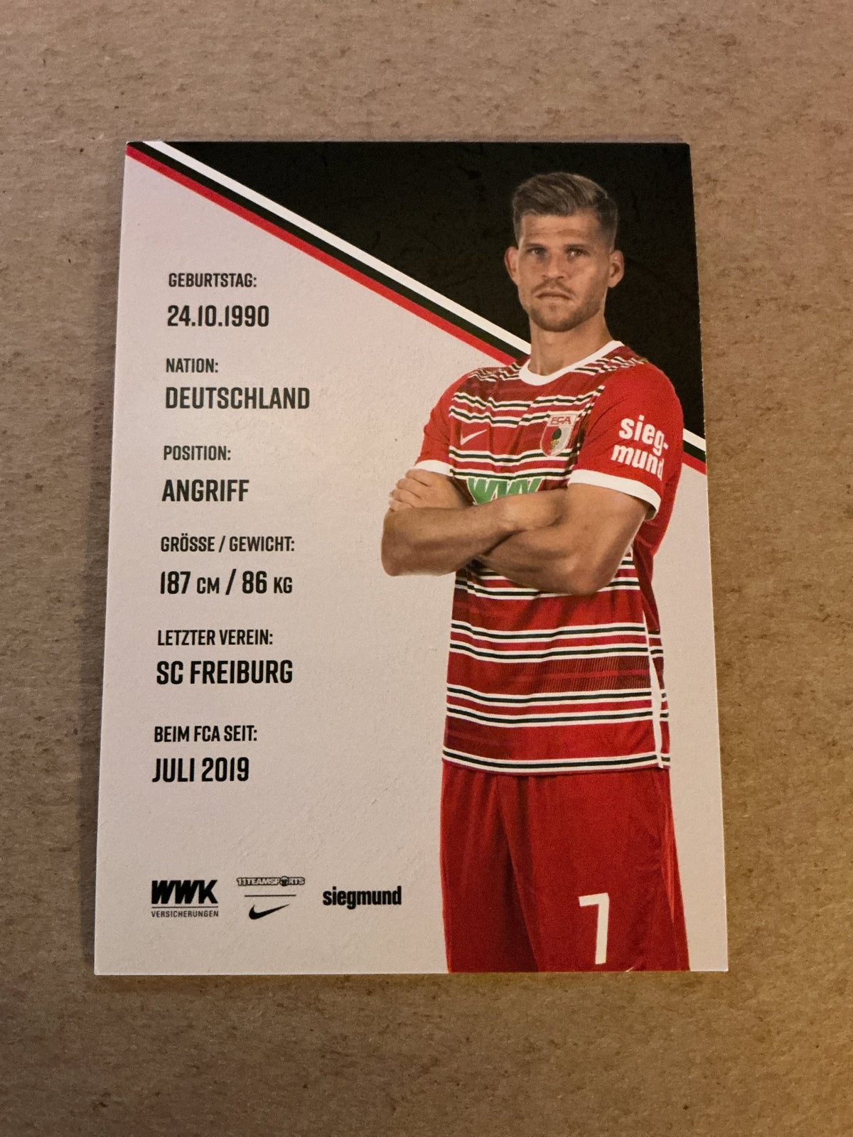 Florian Niederlechner, Germany 🇩🇪 FC Augsburg 2022/23 hand signed - Autographs-World