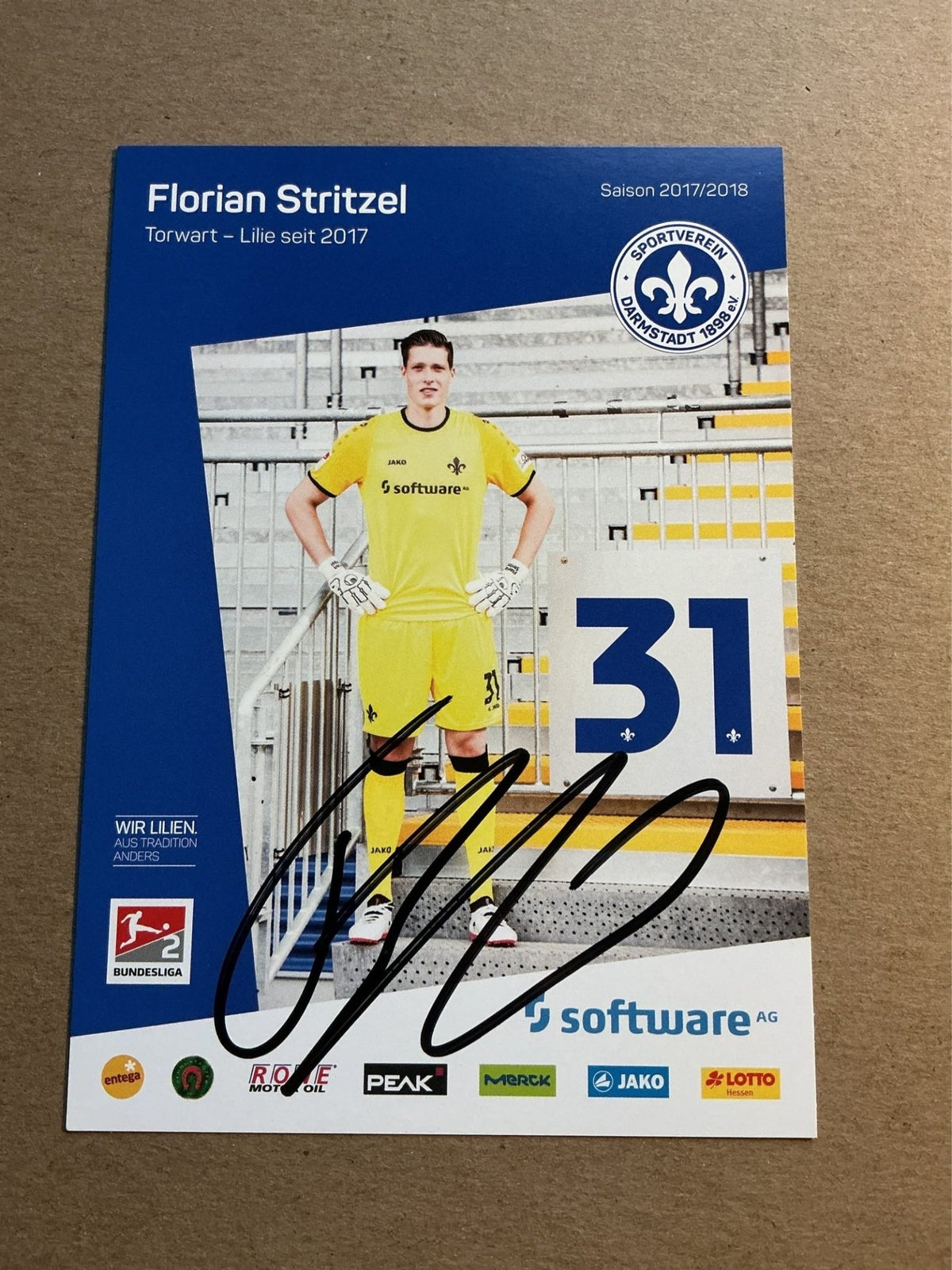 Florian Stritzel, Germany 🇩🇪 SV Darmstadt 98 2017/18 hand signed - Autographs-World