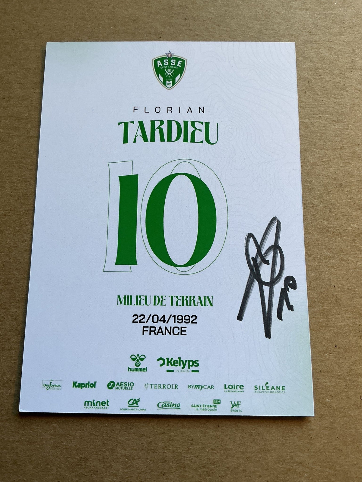 Florian Tardieu, France 🇫🇷 AS Saint-Etienne 2024/25 hand signed - Autographs-World