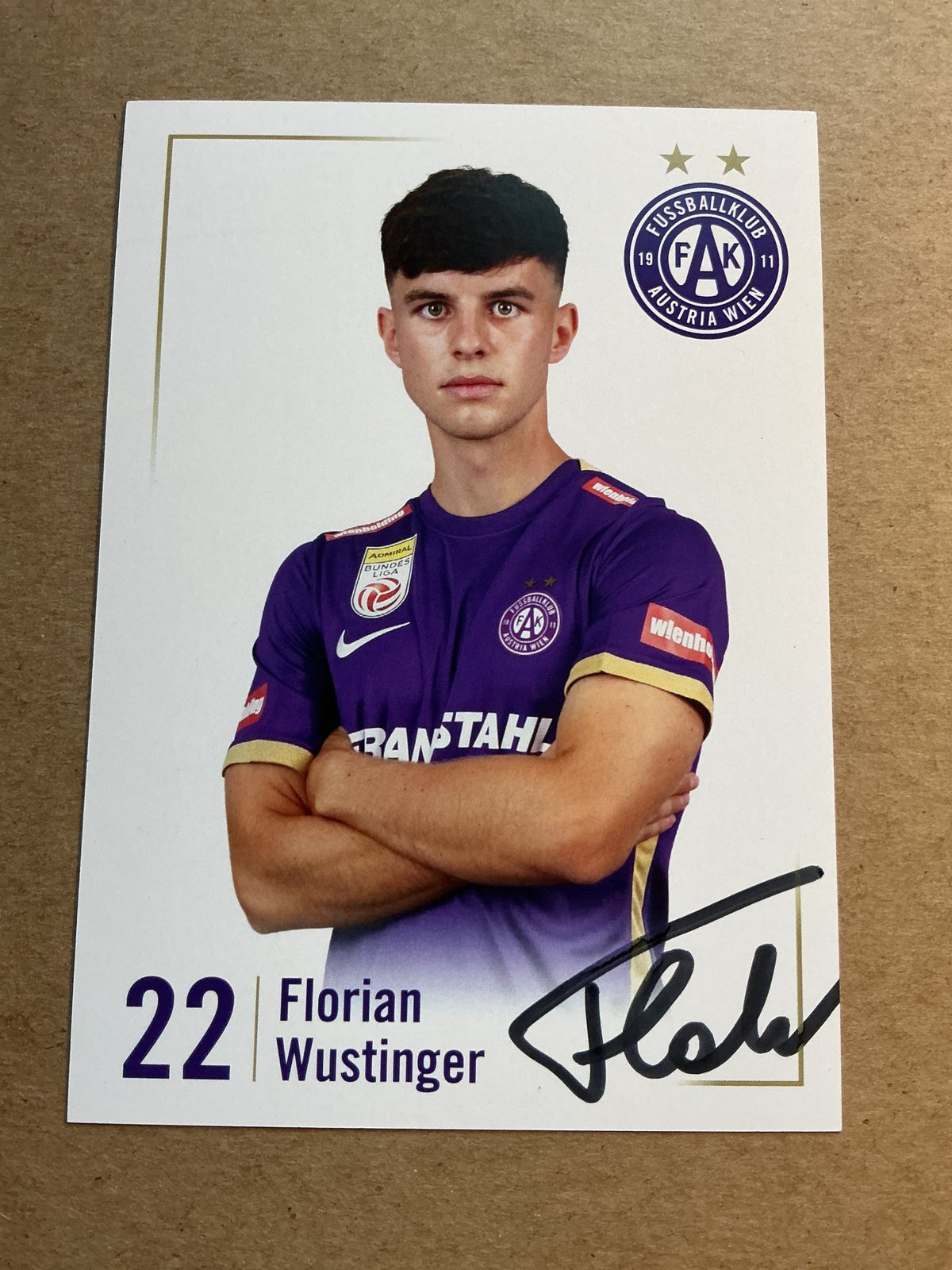 Florian Wustinger, Austria 🇦🇹 FK Austria Wien 2023/24 hand signed - Autographs-World