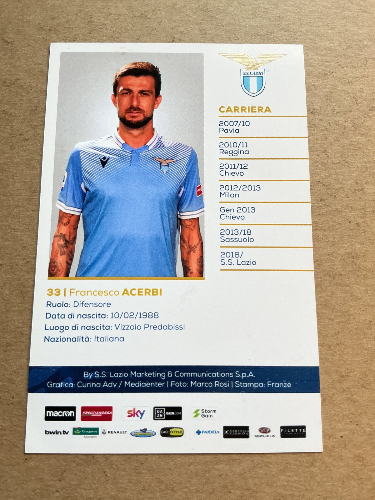Francesco Acerbi, Italy 🇮🇹 Lazio Rom 2020/21 hand signed - Autographs-World