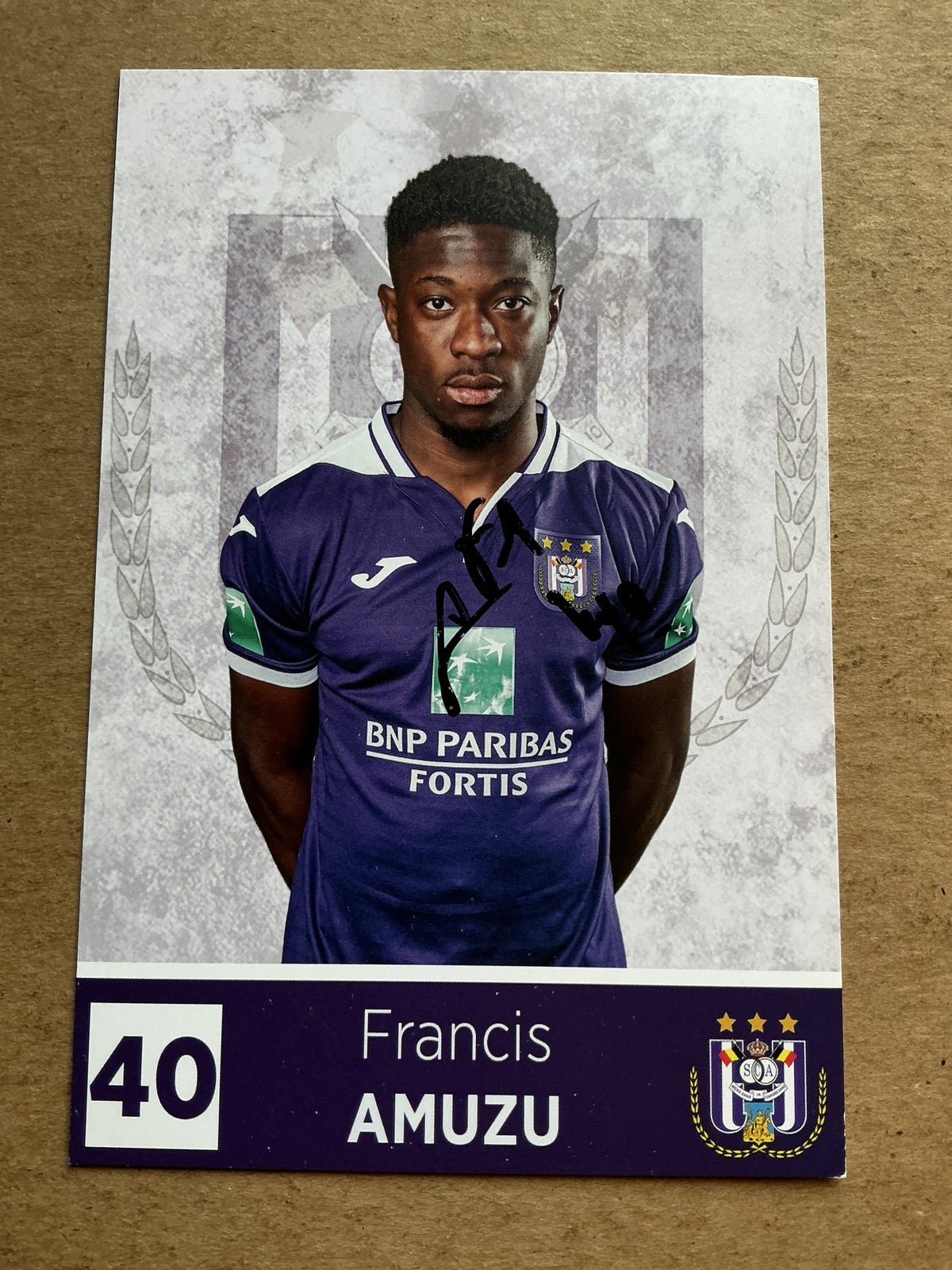 Francis Amuzu, Belgium 🇧🇪 RSC Anderlecht 2019/20 hand signed - Autographs-World