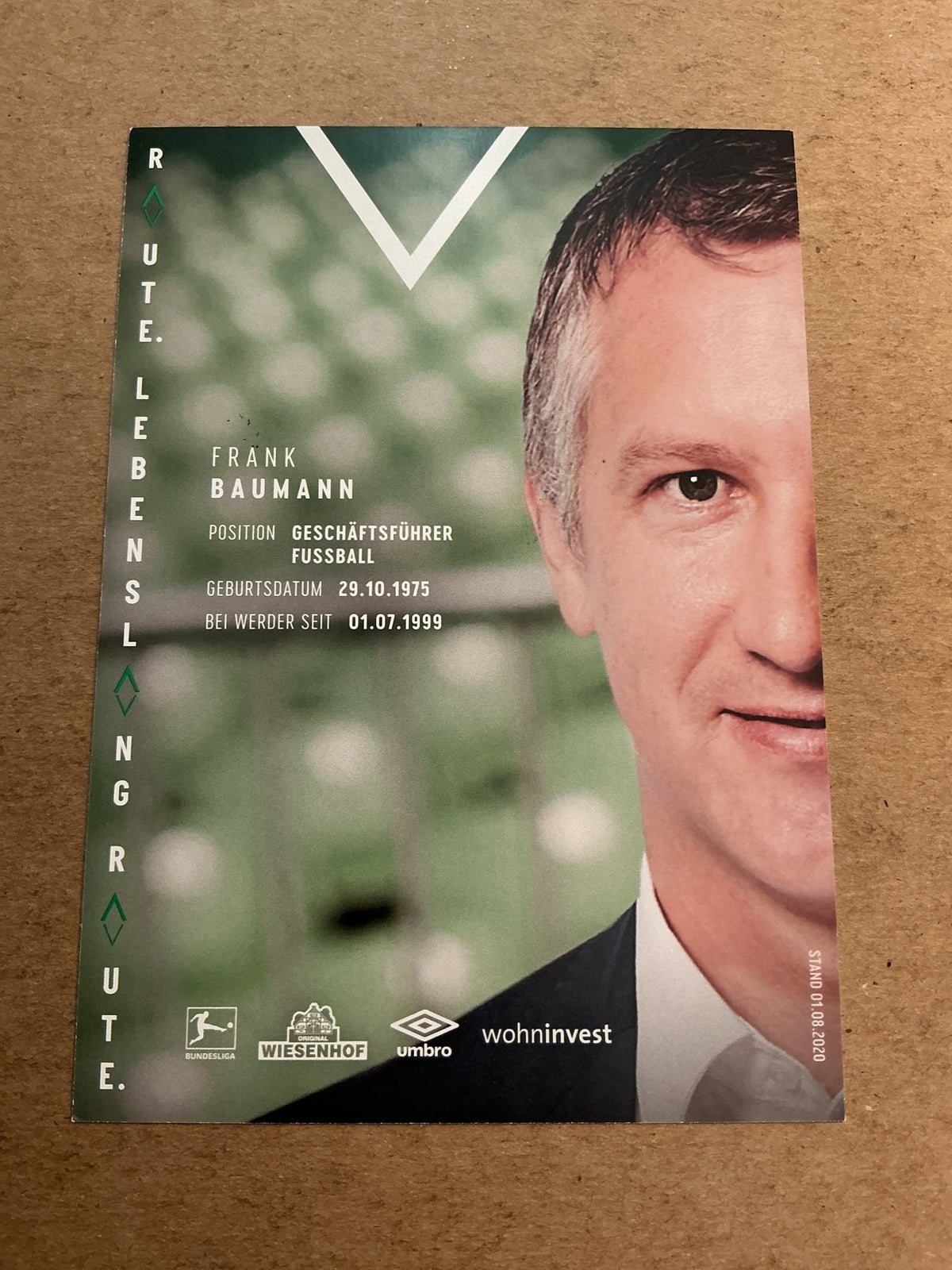 Frank Baumann, Germany 🇩🇪 SV Werder Bremen 2020/21 hand signed - Autographs-World