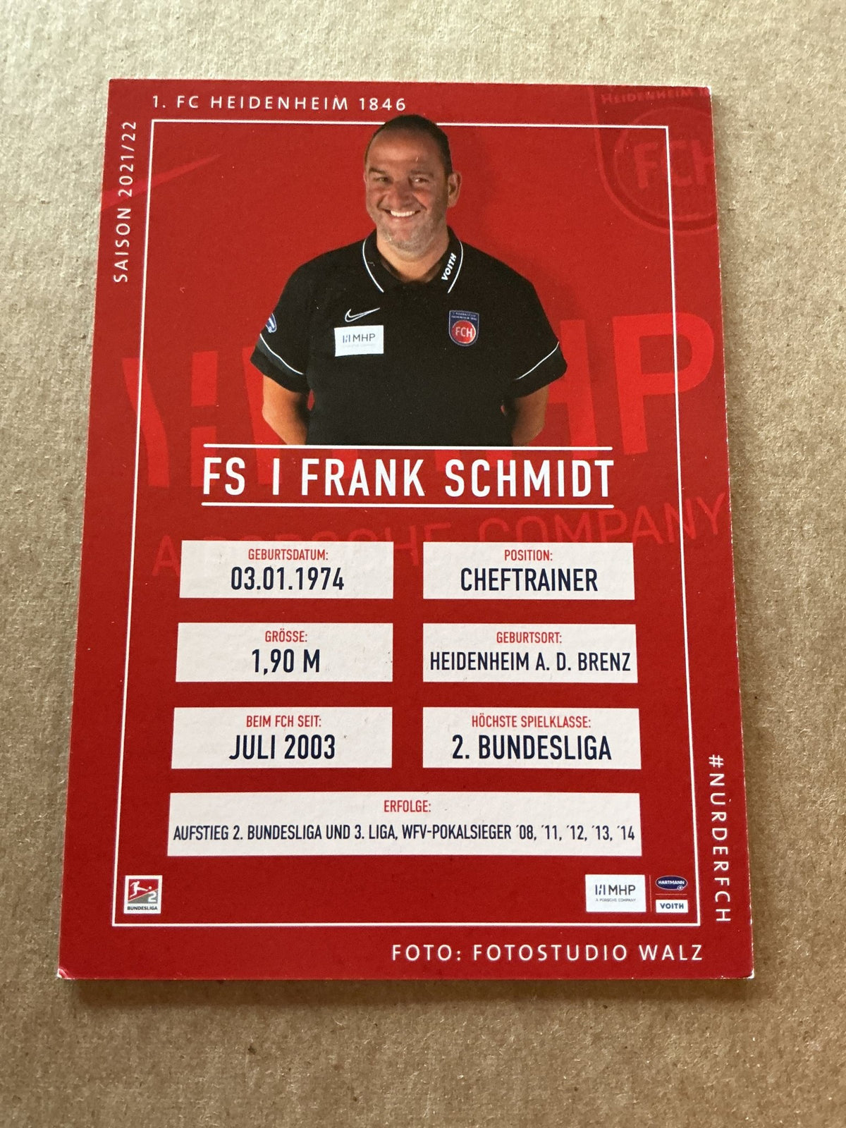 Frank Schmidt, Germany 🇩🇪 1.FC Heidenheim 2021/22 hand signed - Autographs-World