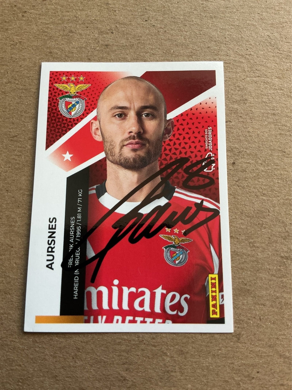 Frederik Aursnes, Norway 🇳🇴 SL Benfica 2025/26 Panini hand signed - Autographs-World