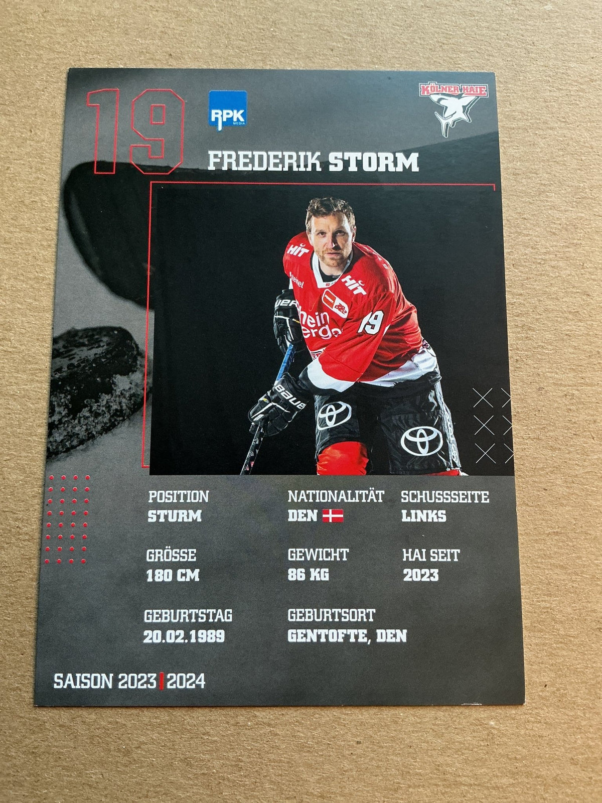 Frederik Storm, Denmark 🇩🇰 Kölner Haie 2023/24 hand signed - Autographs-World