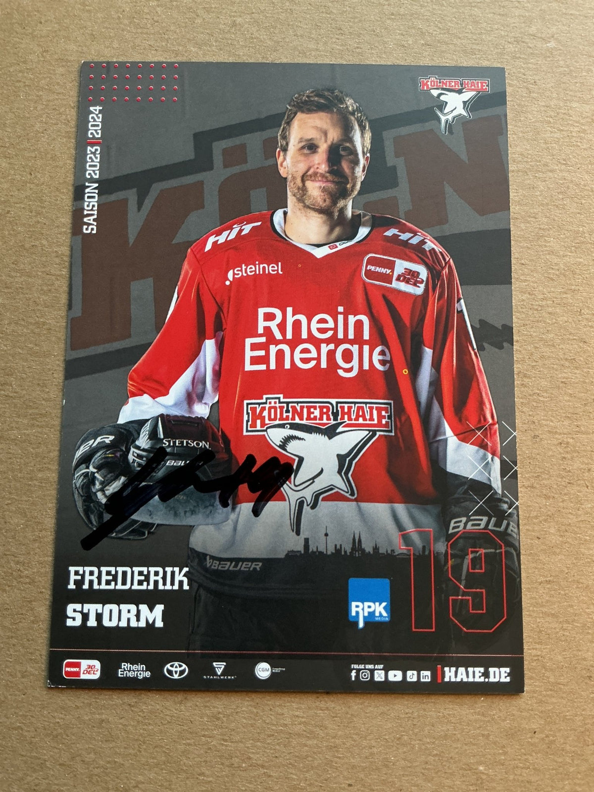 Frederik Storm, Denmark 🇩🇰 Kölner Haie 2023/24 hand signed - Autographs-World