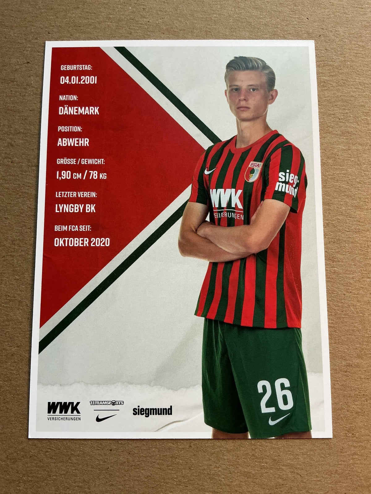 Frederik Winther, Denmark 🇩🇰 FC Augsburg 2021/22 hand signed - Autographs-World