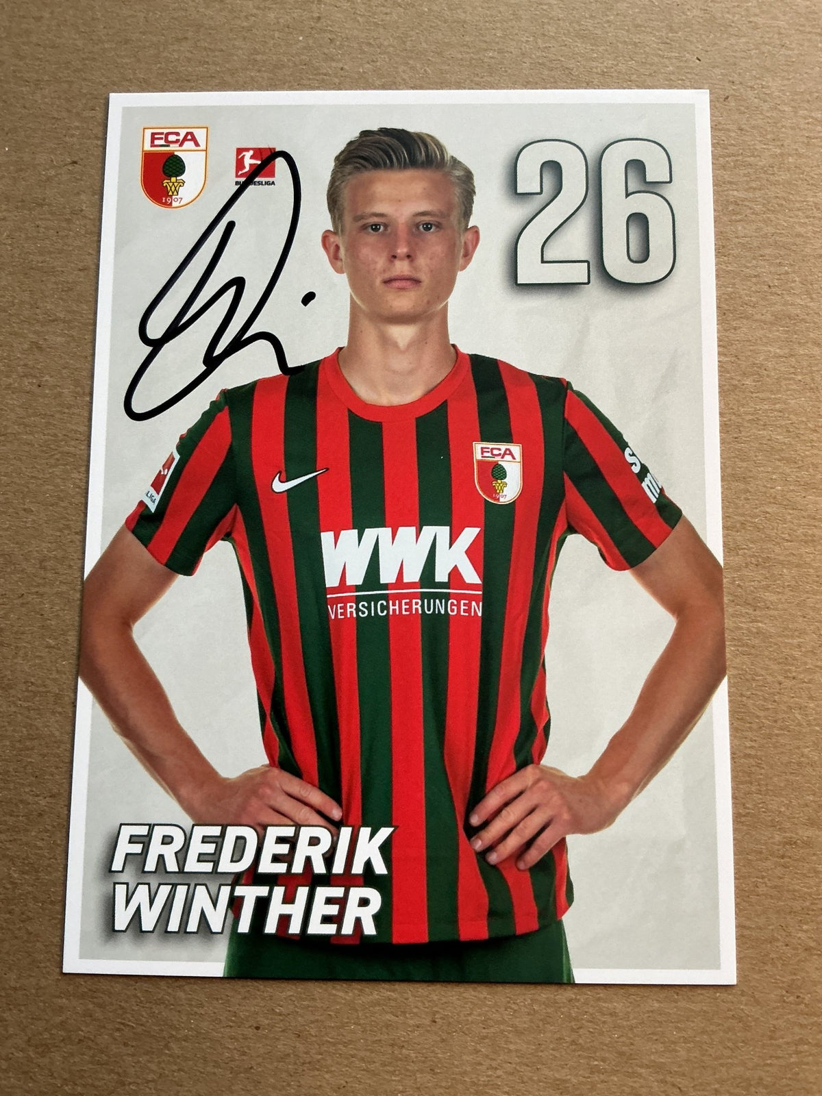 Frederik Winther, Denmark 🇩🇰 FC Augsburg 2021/22 hand signed - Autographs-World