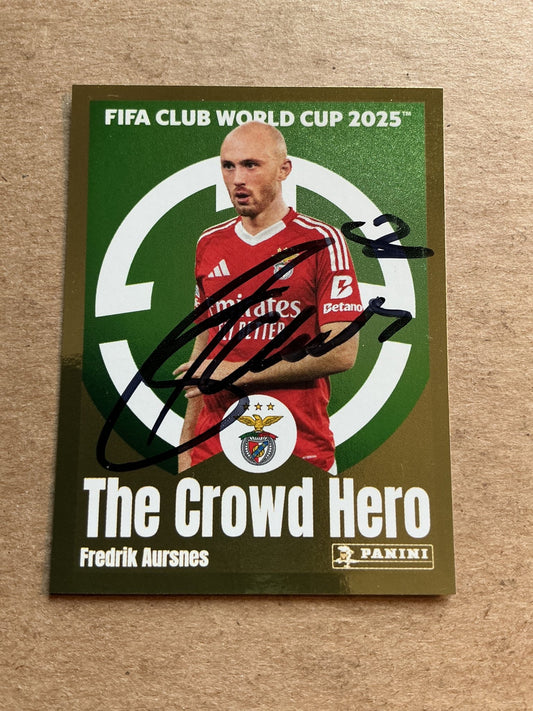 Fredrik Aursnes, Norway 🇳🇴 SL Benfica Club World Cup 2025 Panini hand signed - Autographs-World