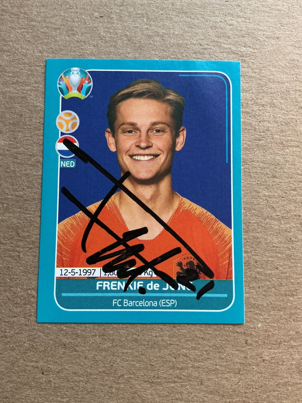 Frenkie de Jong, Netherlands 🇳🇱 UEFA Euro 2020 Panini hand signed - Autographs-World