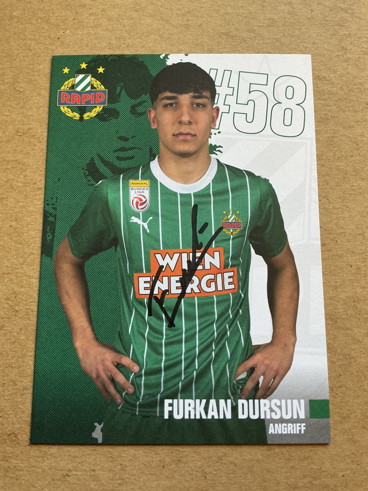 Furkan Dursun, Austria 🇦🇹 SK Rapid Wien 2023/24 hand signed - Autographs-World