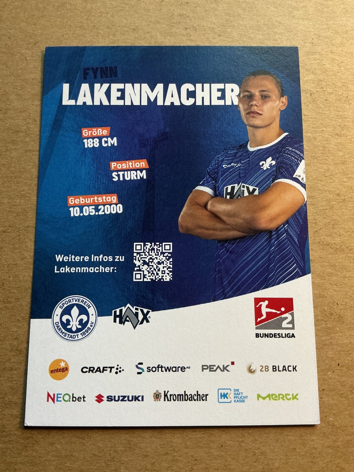 Fynn Lakenmacher, Germany 🇩🇪 SV Darmstadt 98 2023/24 hand signed - Autographs-World