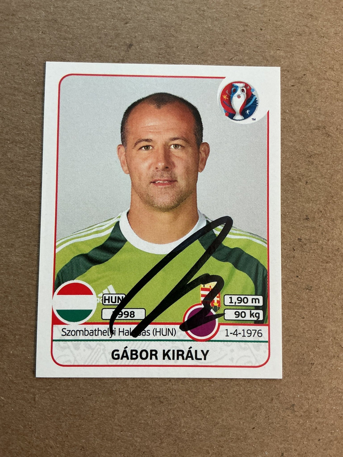 Gábor Király, Hungary 🇭🇺 UEFA Euro 2016 Panini hand signed - Autographs-World