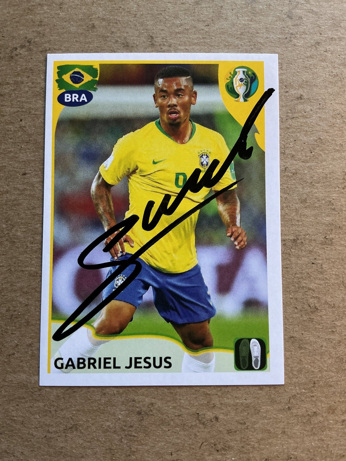 Gabriel Jesus, Brazil 🇧🇷 Copa America 2019 Panini hand signed - Autographs-World