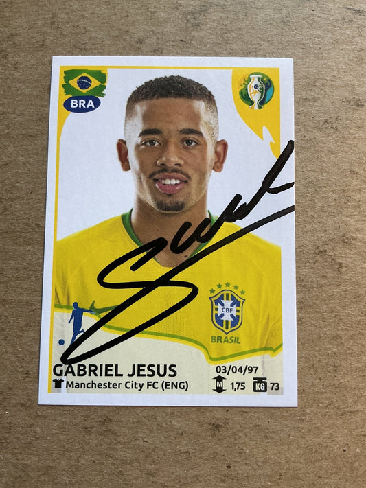 Gabriel Jesus, Brazil 🇧🇷 Copa America 2019 Panini hand signed - Autographs-World