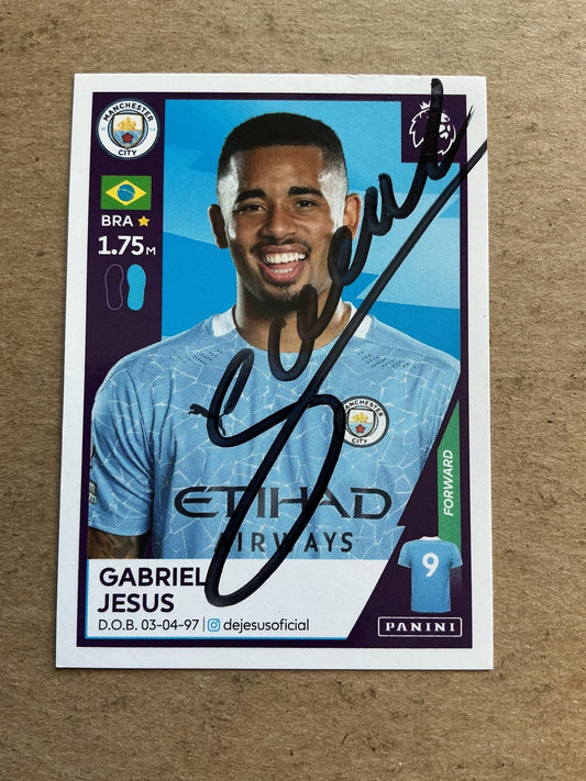 Gabriel Jesus, Brazil 🇧🇷 Manchester City 2021 Panini hand signed - Autographs-World