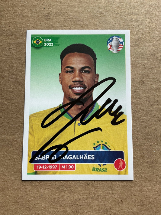 Gabriel Magalhaes, Brazil 🇧🇷 Copa America 2024 Panini hand signed - Autographs-World