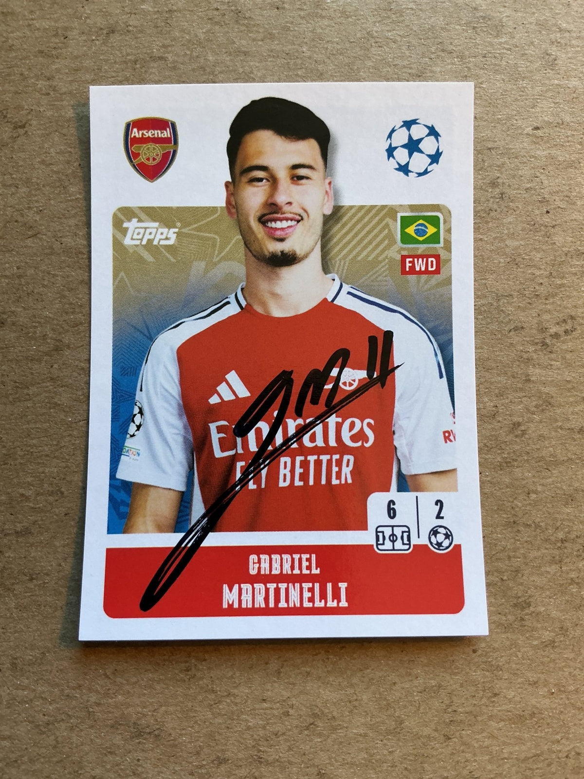 Gabriel Martinelli, Brazil 🇧🇷 Arsenal FC 2024/25 Topps hand signed - Autographs-World
