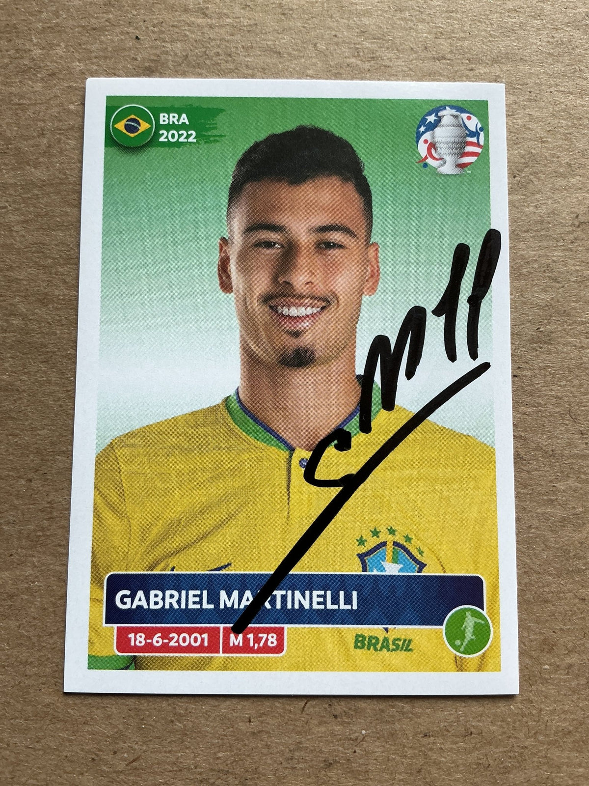 Gabriel Martinelli, Brazil 🇧🇷 Copa America 2024 Panini hand signed - Autographs-World