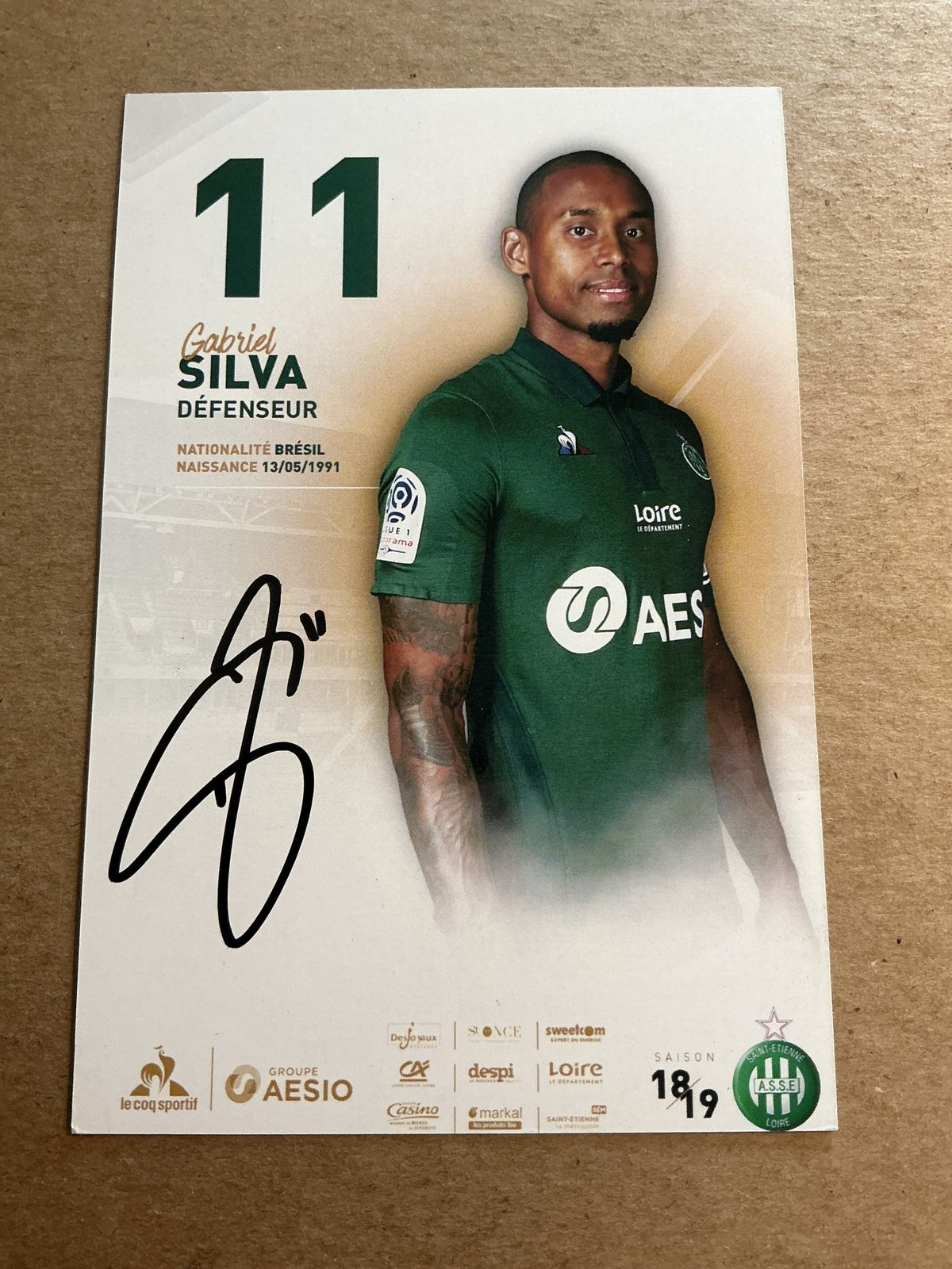 Gabriel Silva, Brazil 🇧🇷 AS Saint-Etienne 2018/19 hand signed - Autographs-World