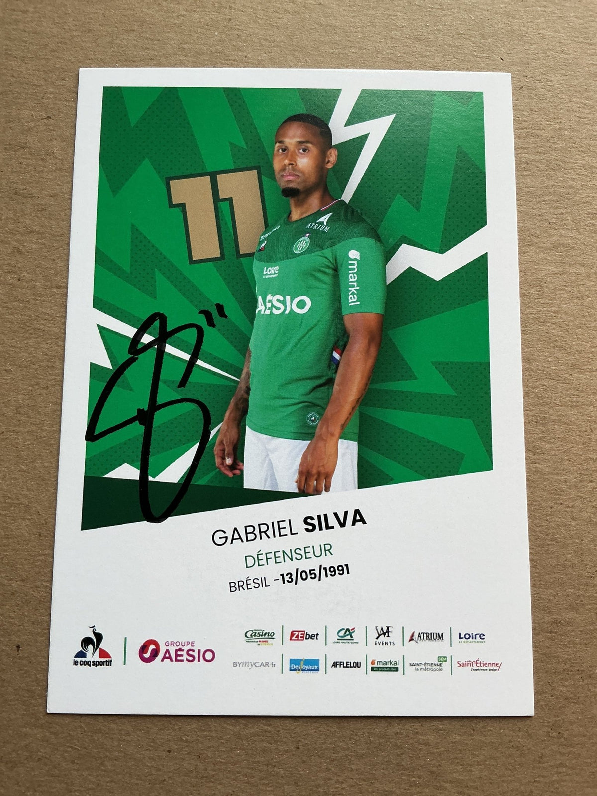 Gabriel Silva, Brazil 🇧🇷 AS Saint-Étienne 2019/20 hand signed - Autographs-World