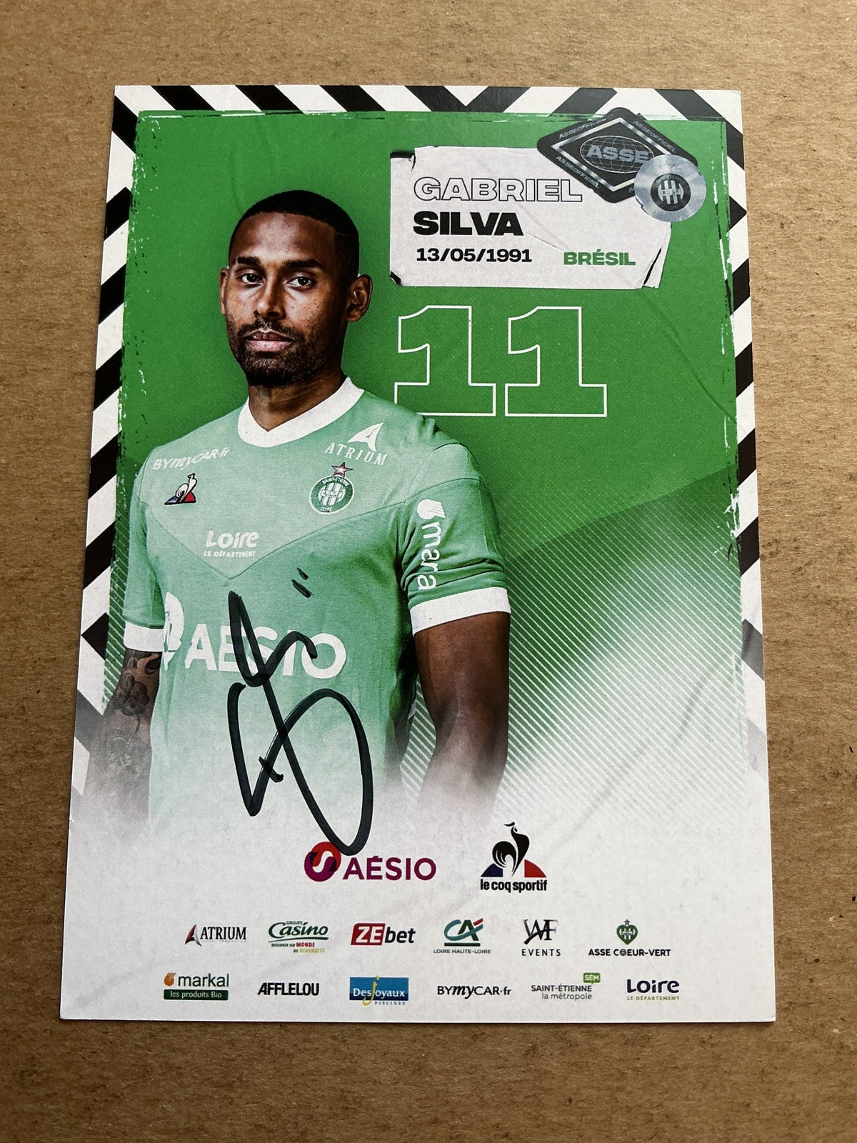 Gabriel Silva, Brazil 🇧🇷 AS Saint-Étienne 2020/21 hand signed - Autographs-World