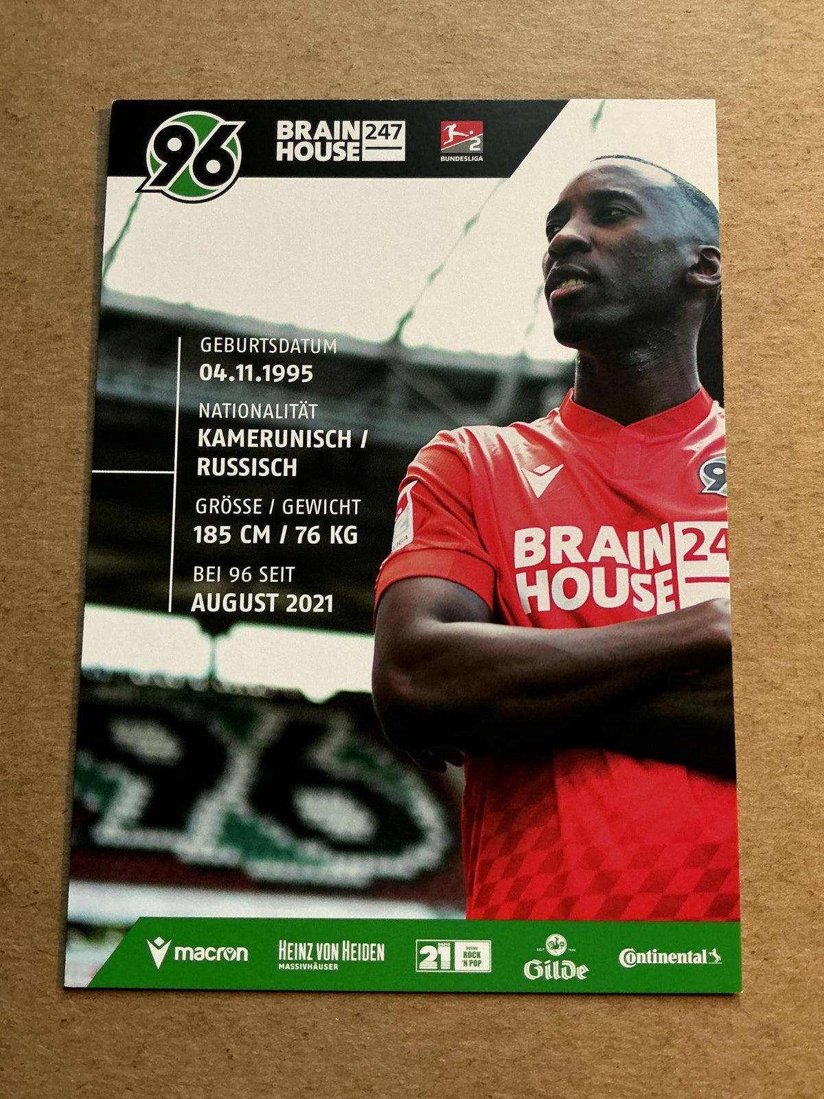 Gaël Ondoua, Cameroon 🇨🇲 Hannover 96 2022/23 hand signed - Autographs-World