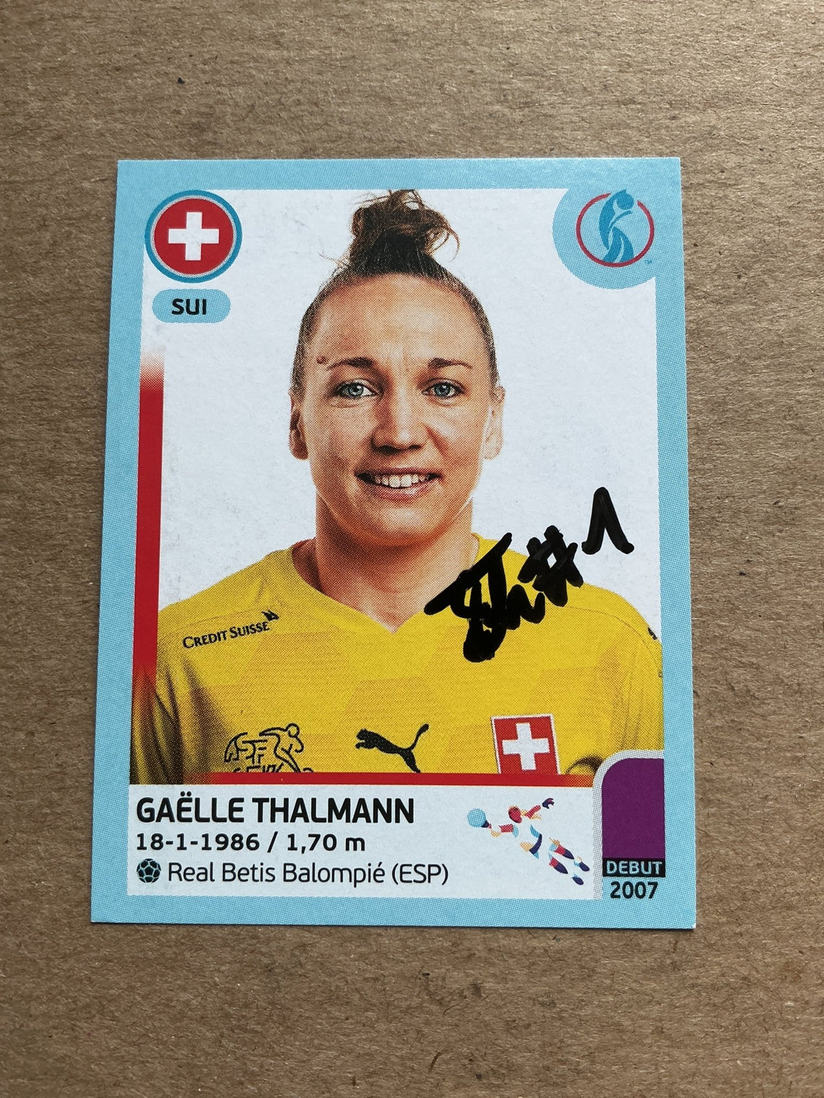 Gaelle Thalmann, Switzerland 🇨🇭 UEFA Women’s Euro Cup 2022 Panini hand signed - Autographs-World