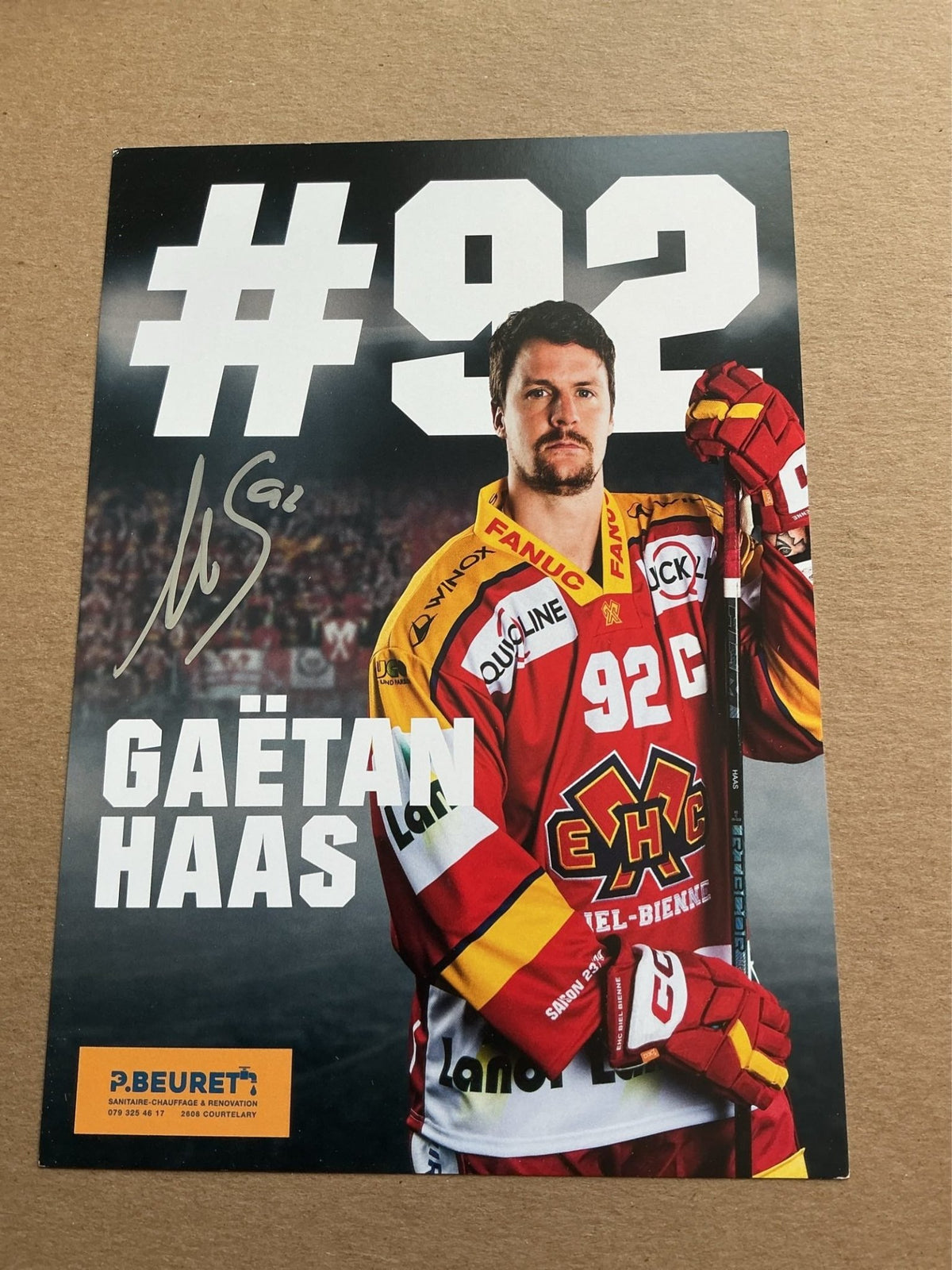Gaëtan Haas, Switzerland 🇨🇭 EHC Biel-Bienne 2023/24 hand signed - Autographs-World