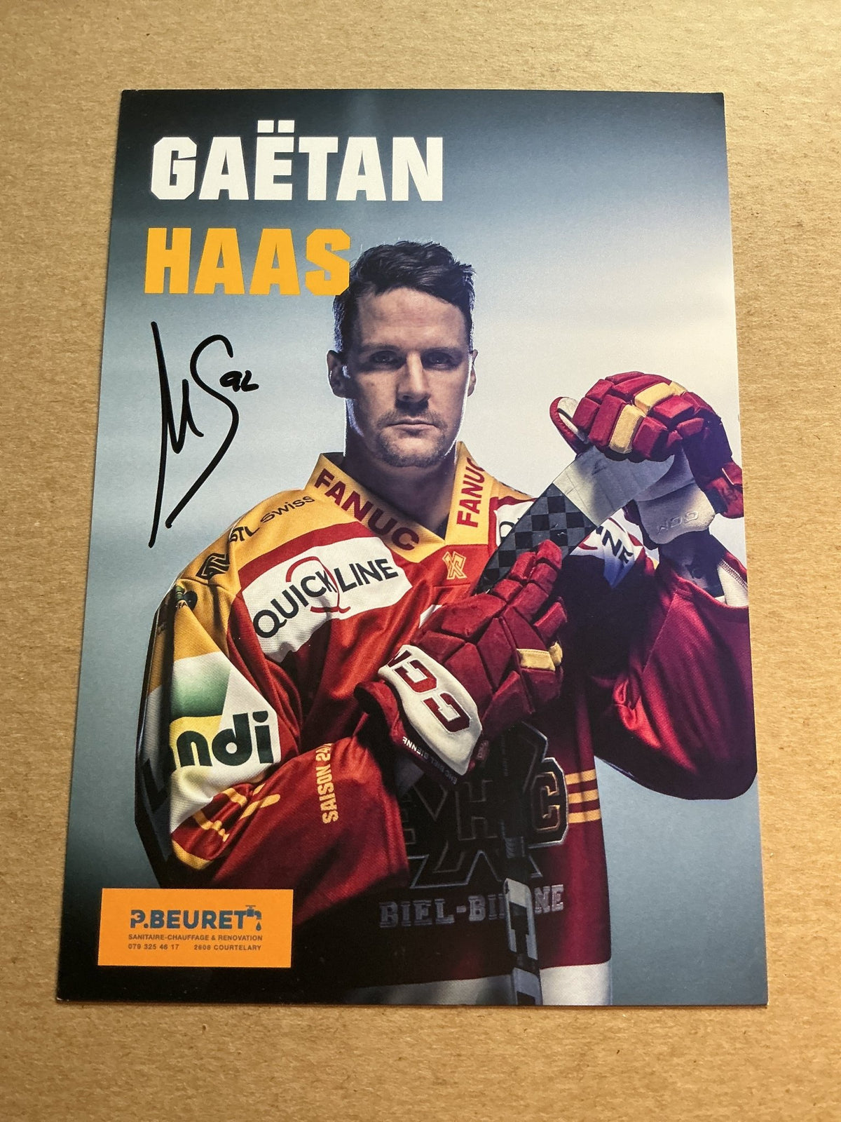 Gaetan Haas, Switzerland 🇨🇭 EHC Biel-Bienne 2024/25 hand signed - Autographs-World