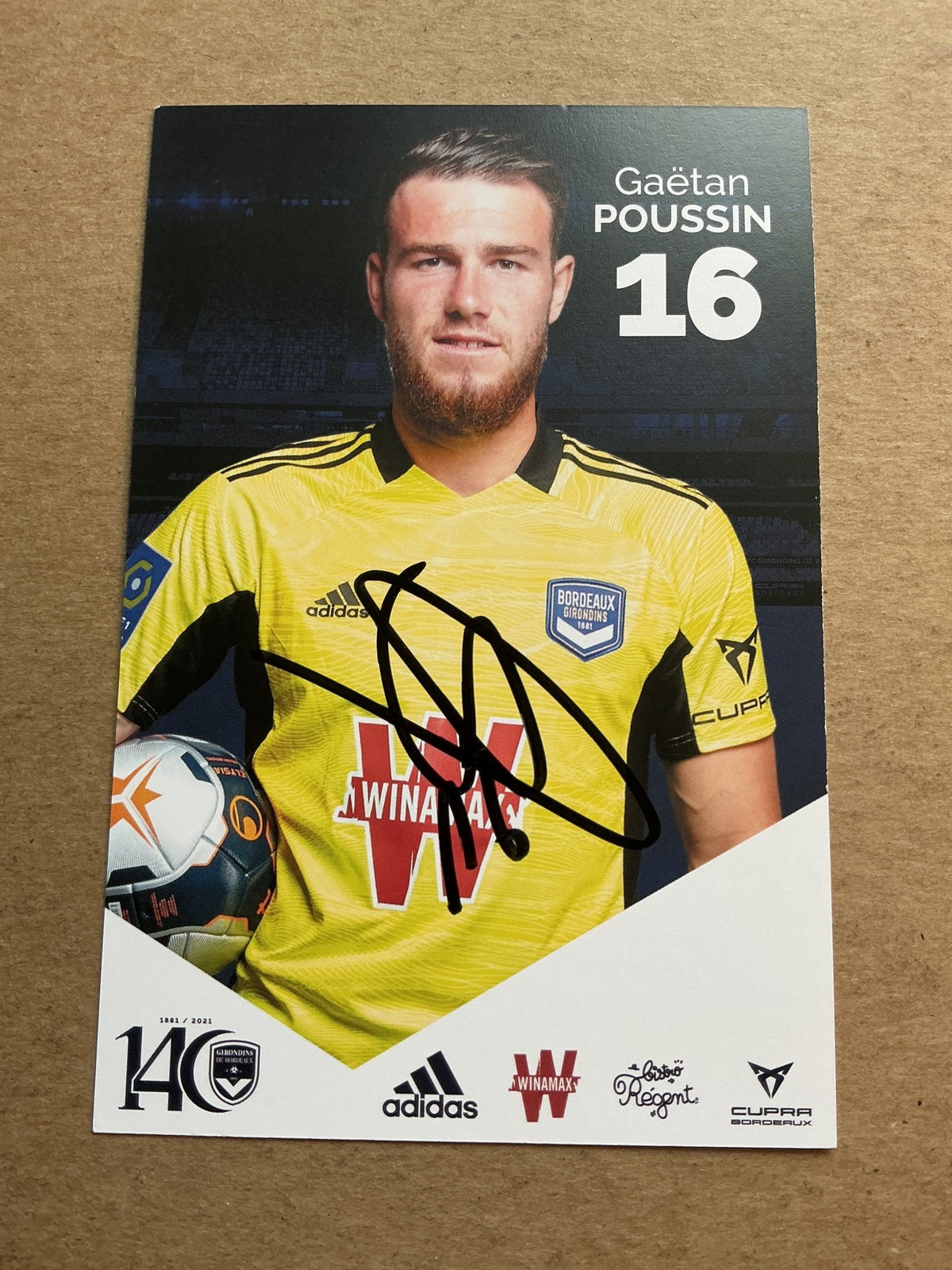 Gaetan Poussin, France 🇫🇷 Girondins Bordeaux 2021/22 hand signed - Autographs-World