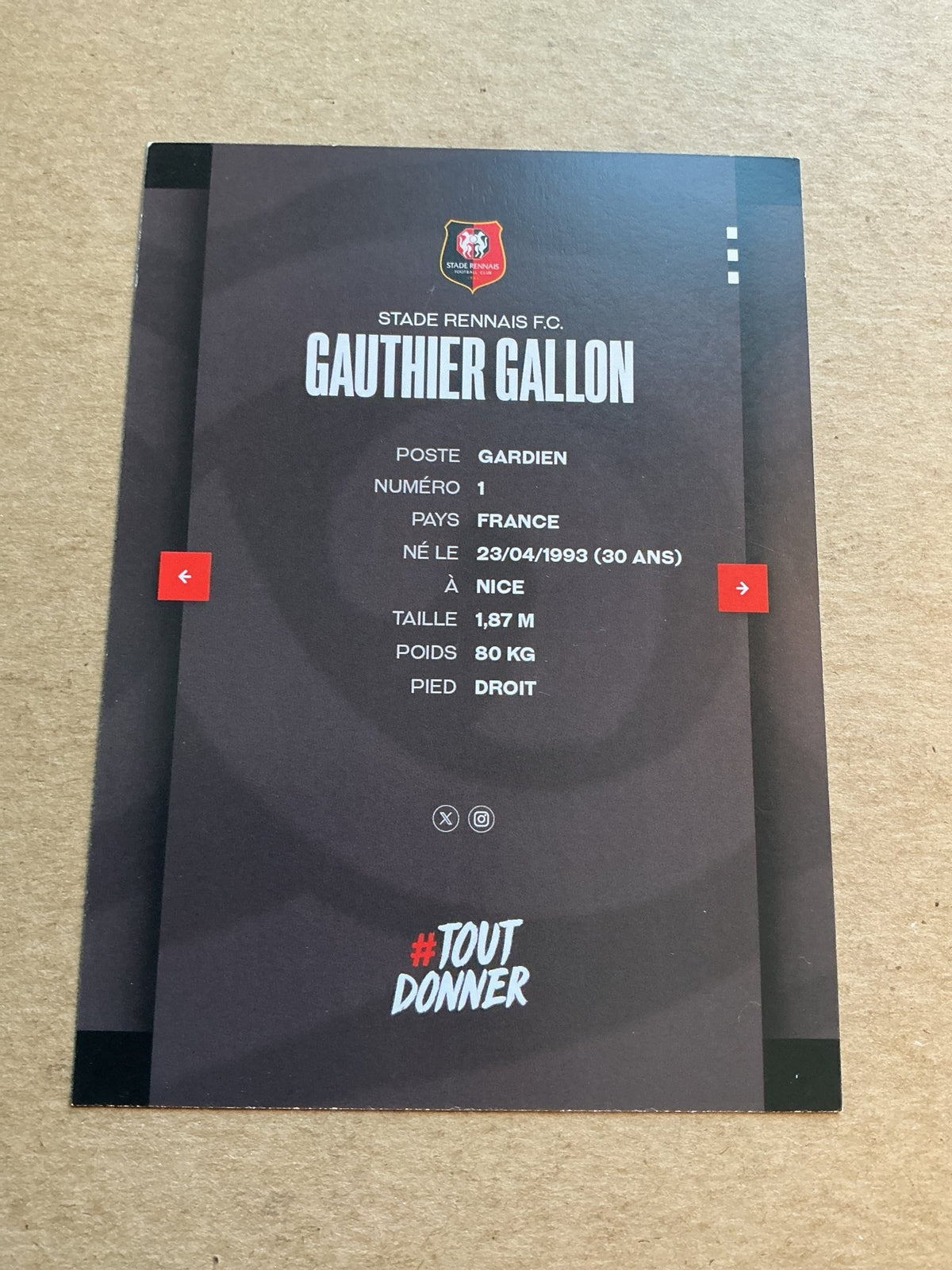 Gauthier Gallon, France 🇫🇷 Stade Rennes FC 2023/24 hand signed - Autographs-World