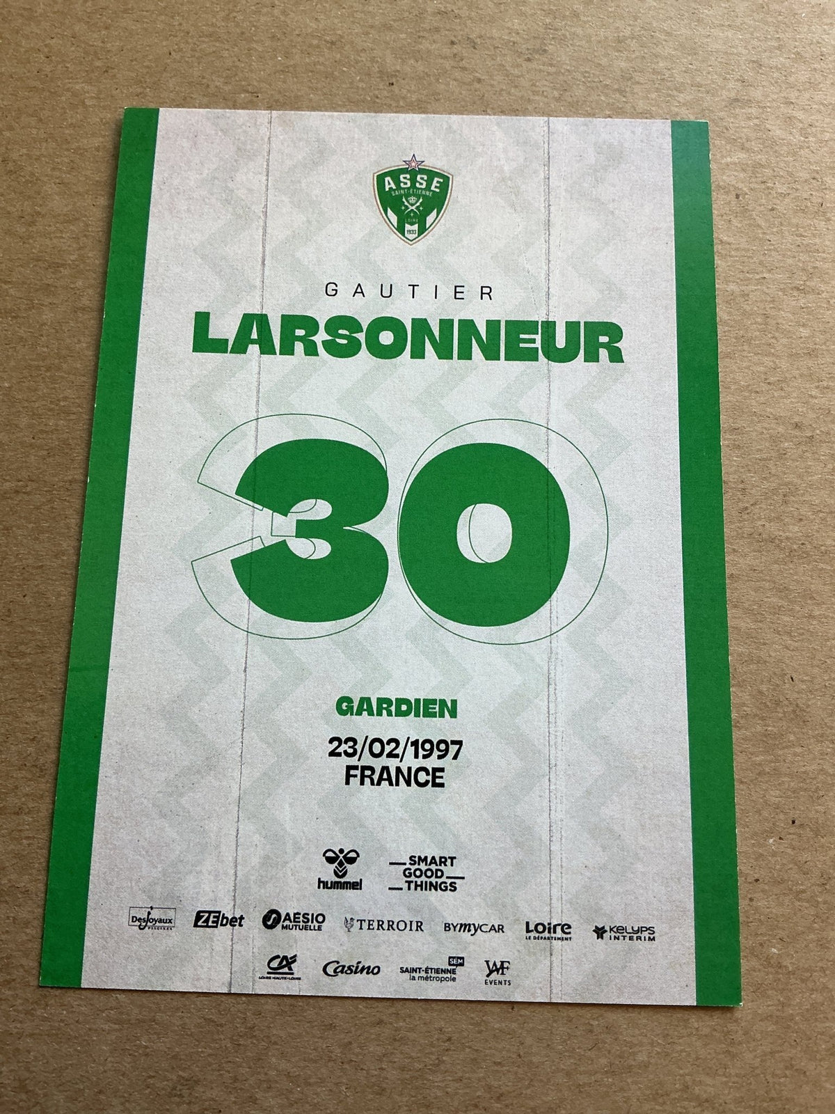 Gauthier Larsonneur, France 🇫🇷 AS Saint-Etienne 2023/24 hand signed - Autographs-World