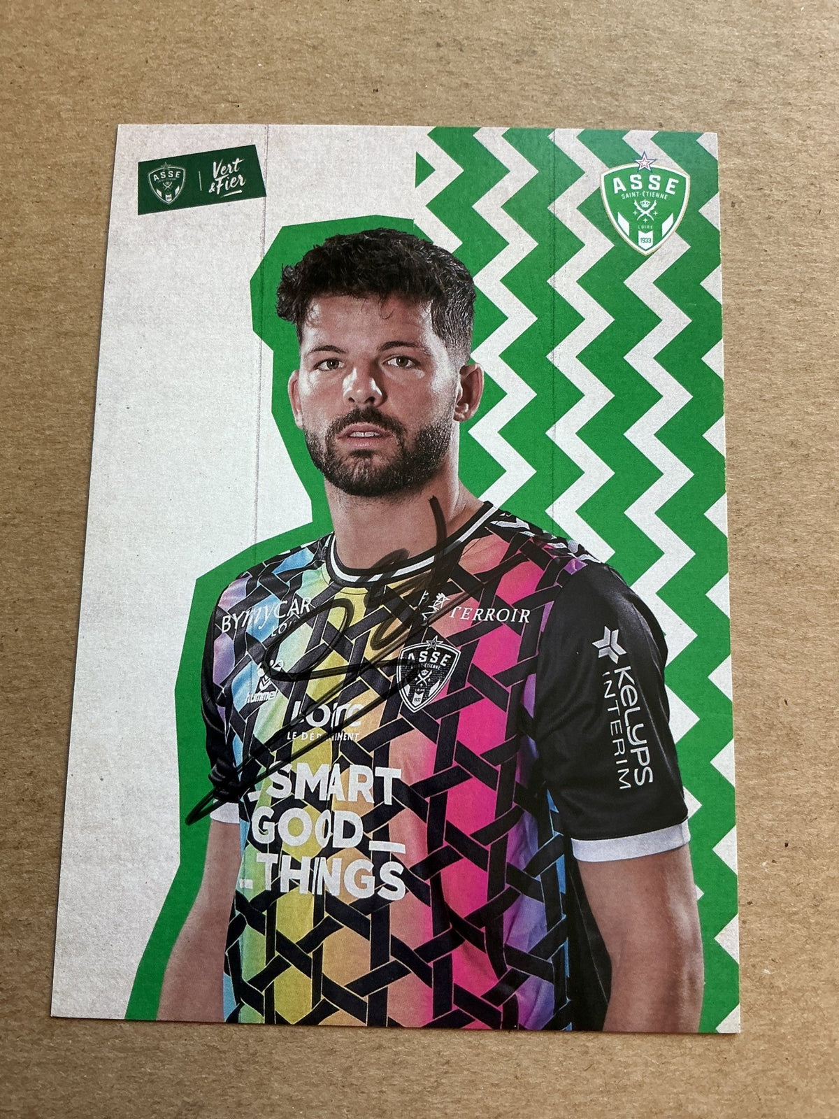 Gauthier Larsonneur, France 🇫🇷 AS Saint-Etienne 2023/24 hand signed - Autographs-World