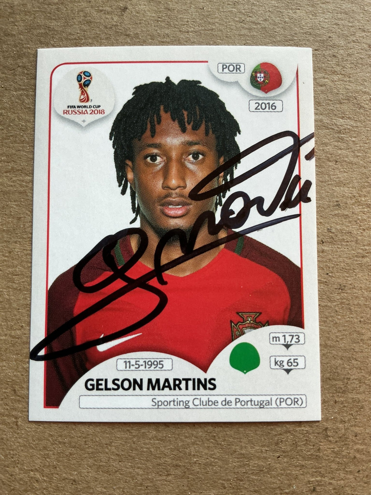 Gelson Martins, Portugal 🇵🇹 FIFA World Cup 2018 Panini hand signed - Autographs-World