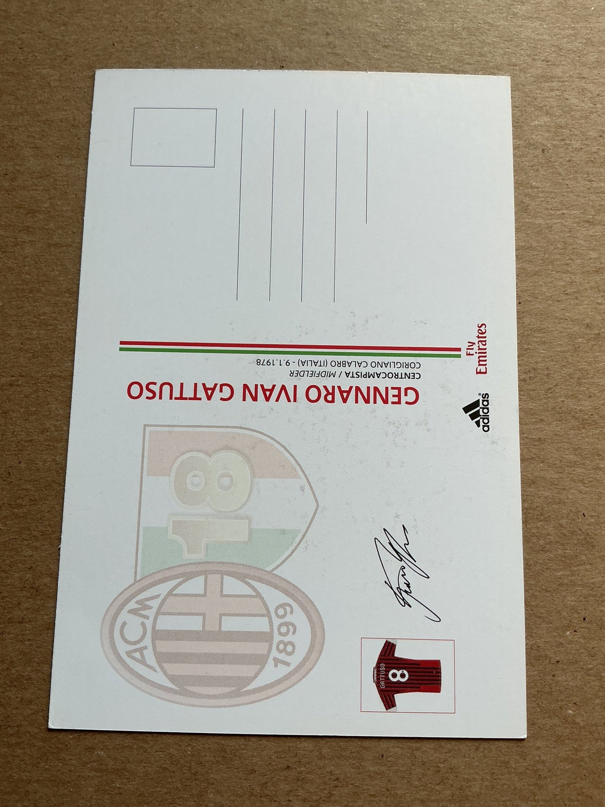 Gennaro Gattuso, Italy 🇮🇹 AC Milan 2011/12 hand signed - Autographs-World