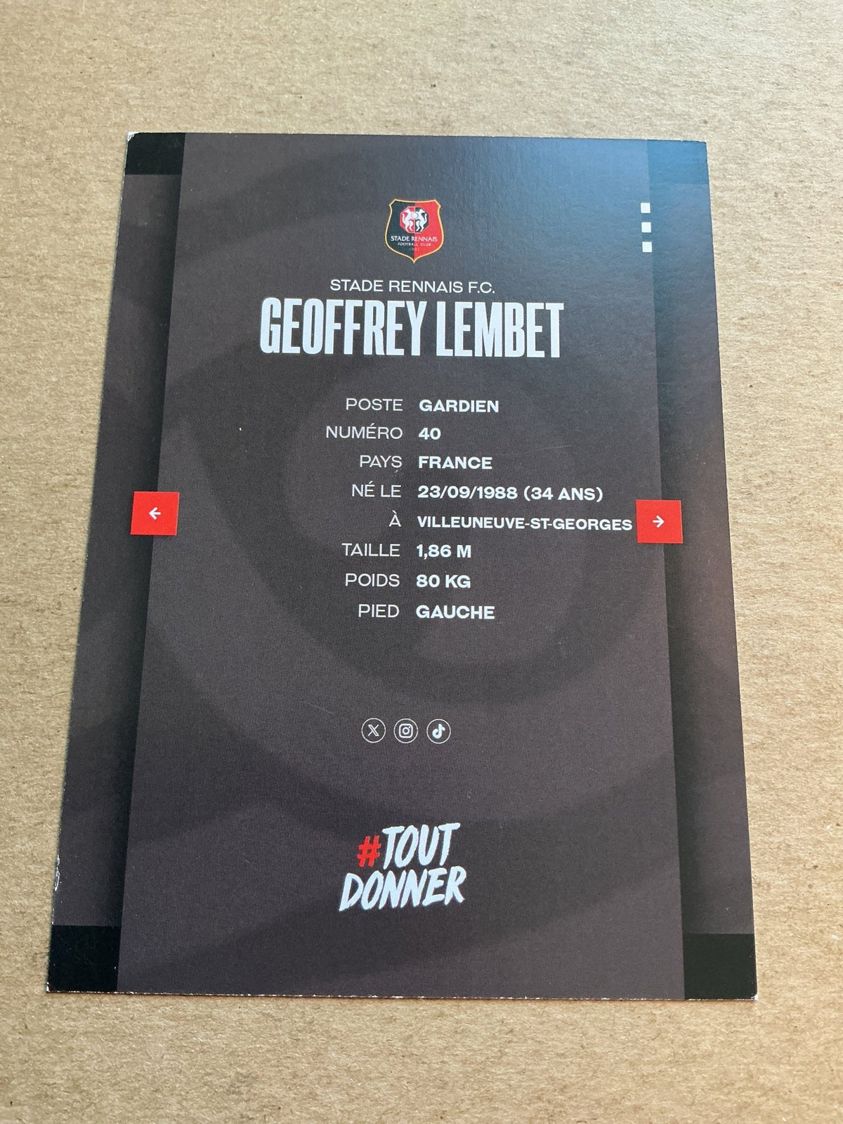 Geoffrey Lembet, Central African Republic 🇨🇫 Stade Rennes FC 2023/24 hand signed - Autographs-World