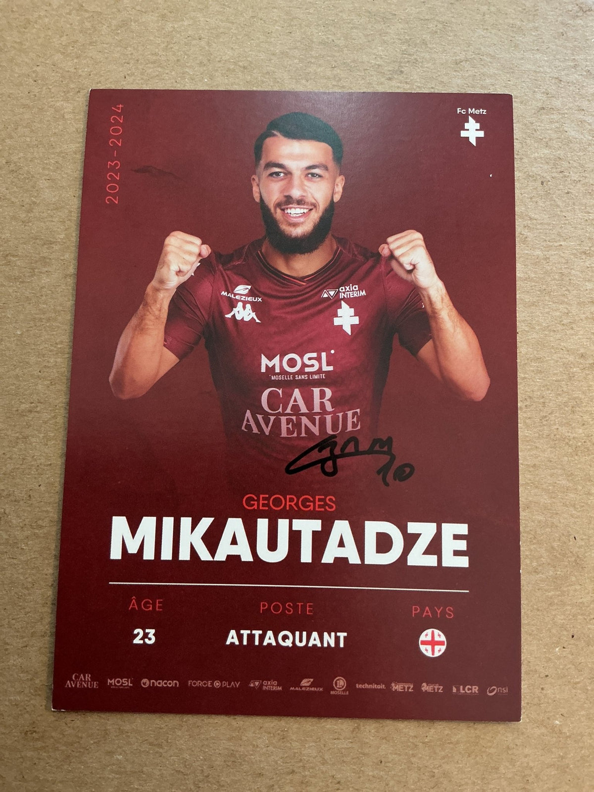 Georges Mikautadze, Georgia 🇬🇪 FC Metz 2023/24 hand signed - Autographs-World