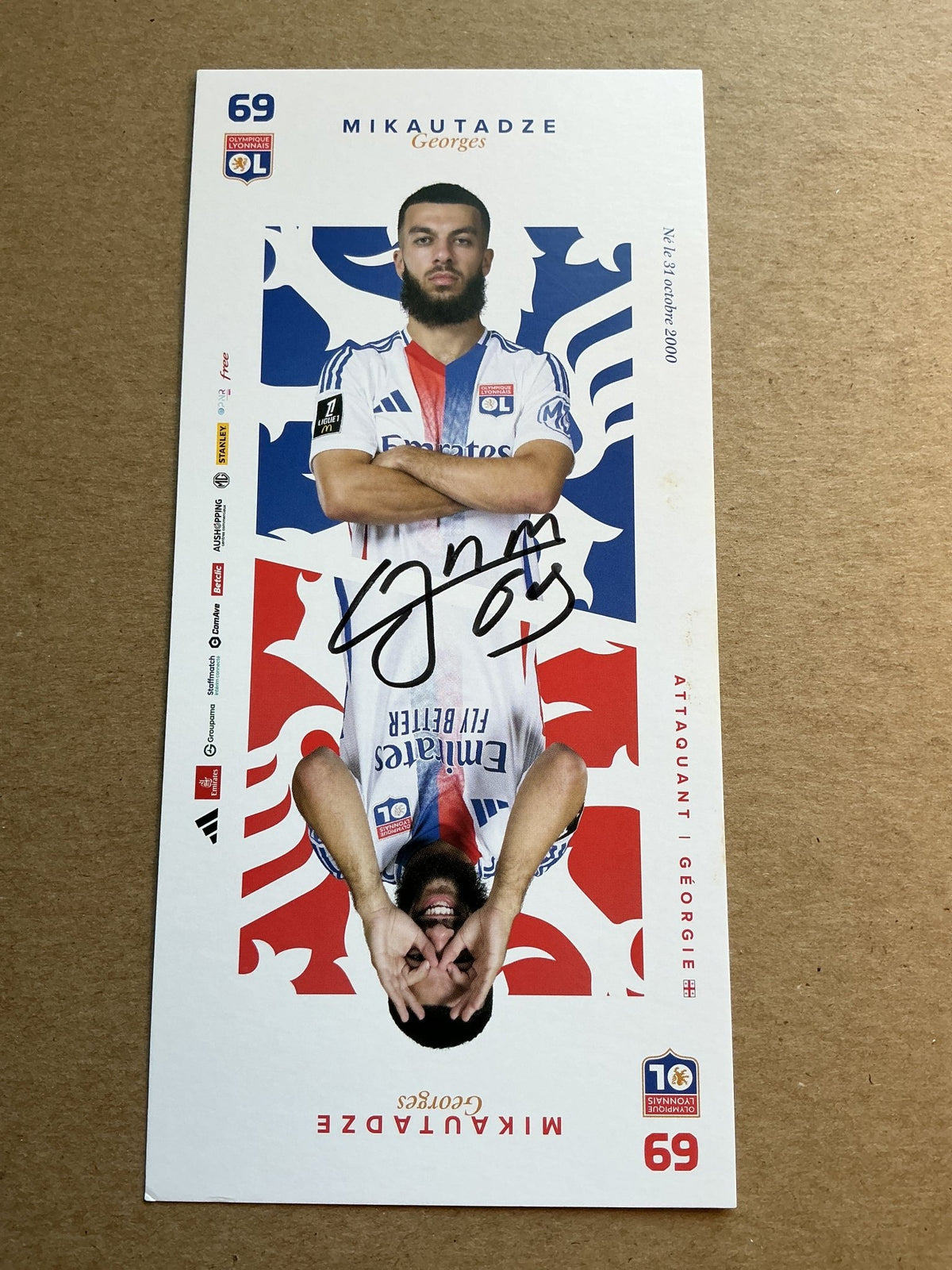 Georges Mikautadze, Georgia 🇬🇪 Olympique Lyon 2024/25 hand signed - Autographs-World