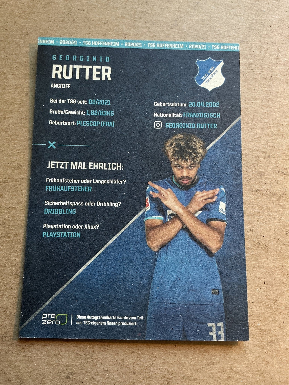 Georginio Rutter, France 🇫🇷 TSG 1899 Hoffenheim 2020/21 hand signed - Autographs-World