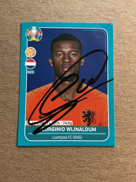 Georginio Wijnaldum, Netherlands 🇳🇱 UEFA Euro 2020 Panini hand signed - Autographs-World