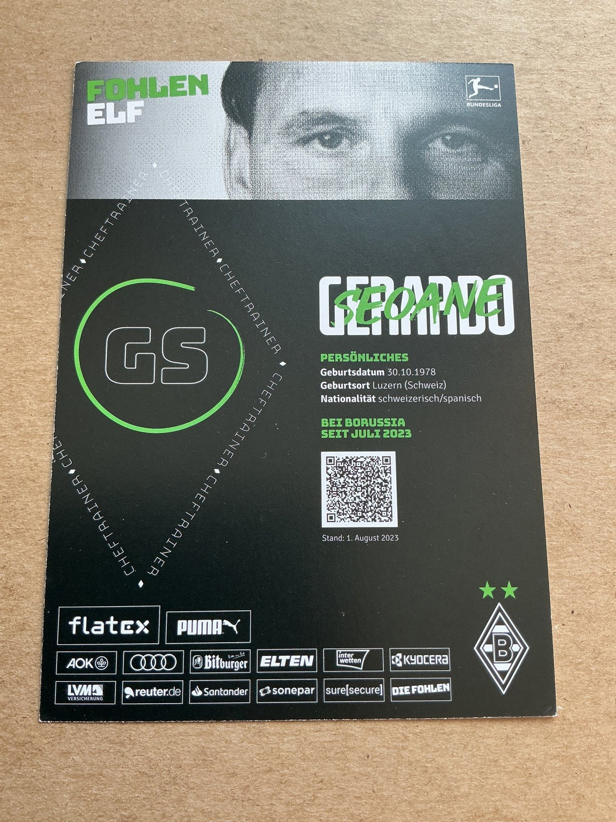 Gerardo Seoane, Switzerland 🇨🇭 Borussia Mönchengladbach 2023/24 hand signed - Autographs-World