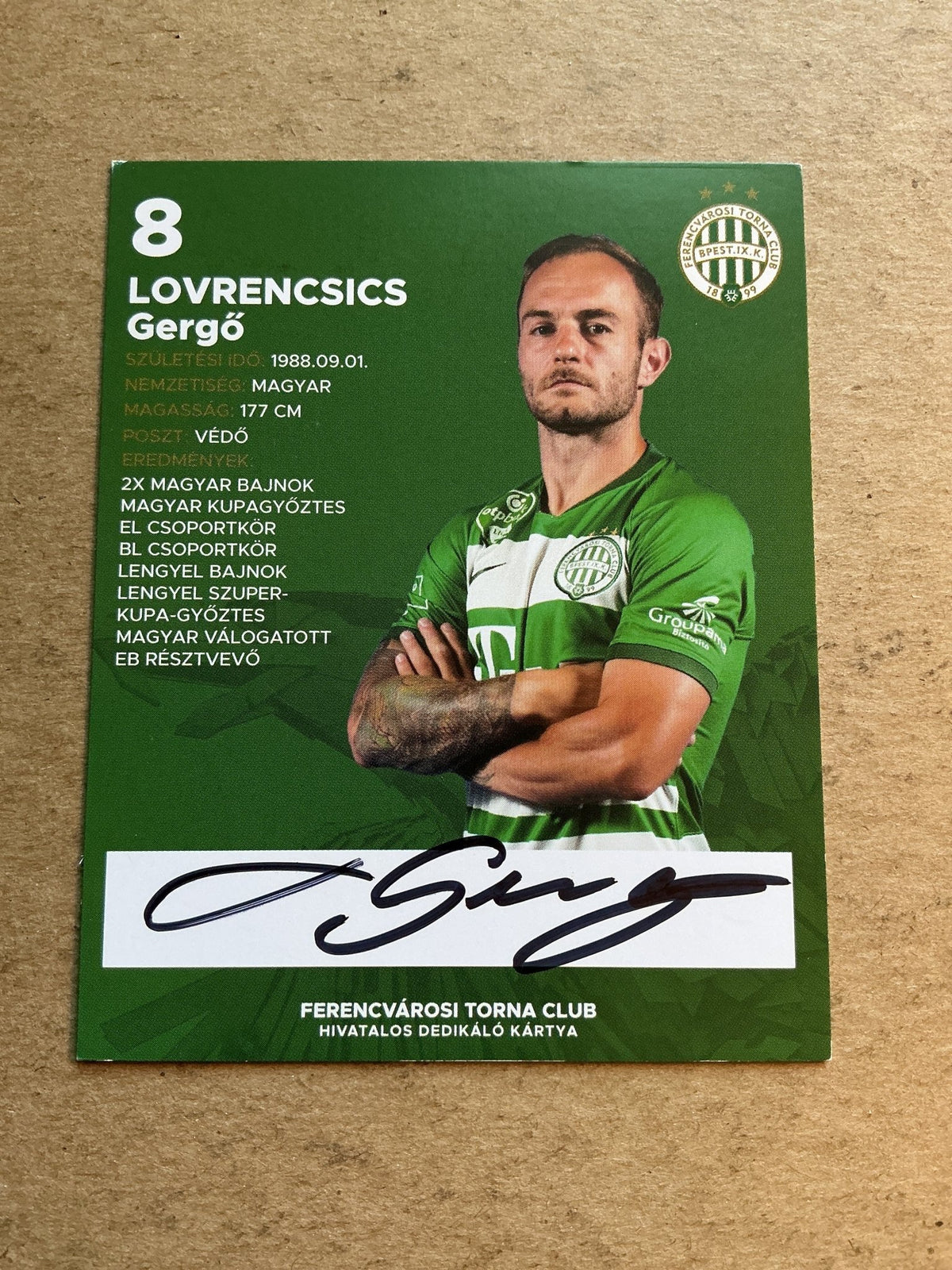 Gergö Lovrencsics, Hungary 🇭🇺 Ferencváros 2020/21 hand signed - Autographs-World