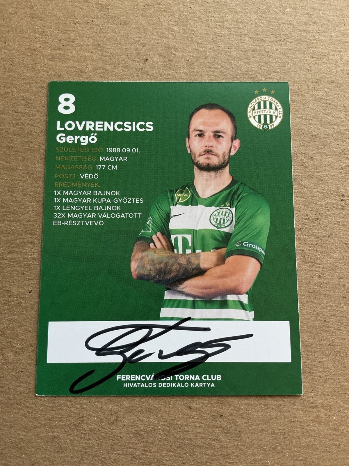 Gergö Lovrencsis, Hungary 🇭🇺 Ferencvaros 2019/20 hand signed - Autographs-World