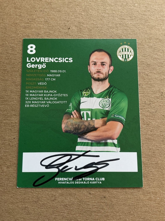 Gergö Lovrencsis, Hungary 🇭🇺 Ferencvaros 2019/20 hand signed - Autographs-World