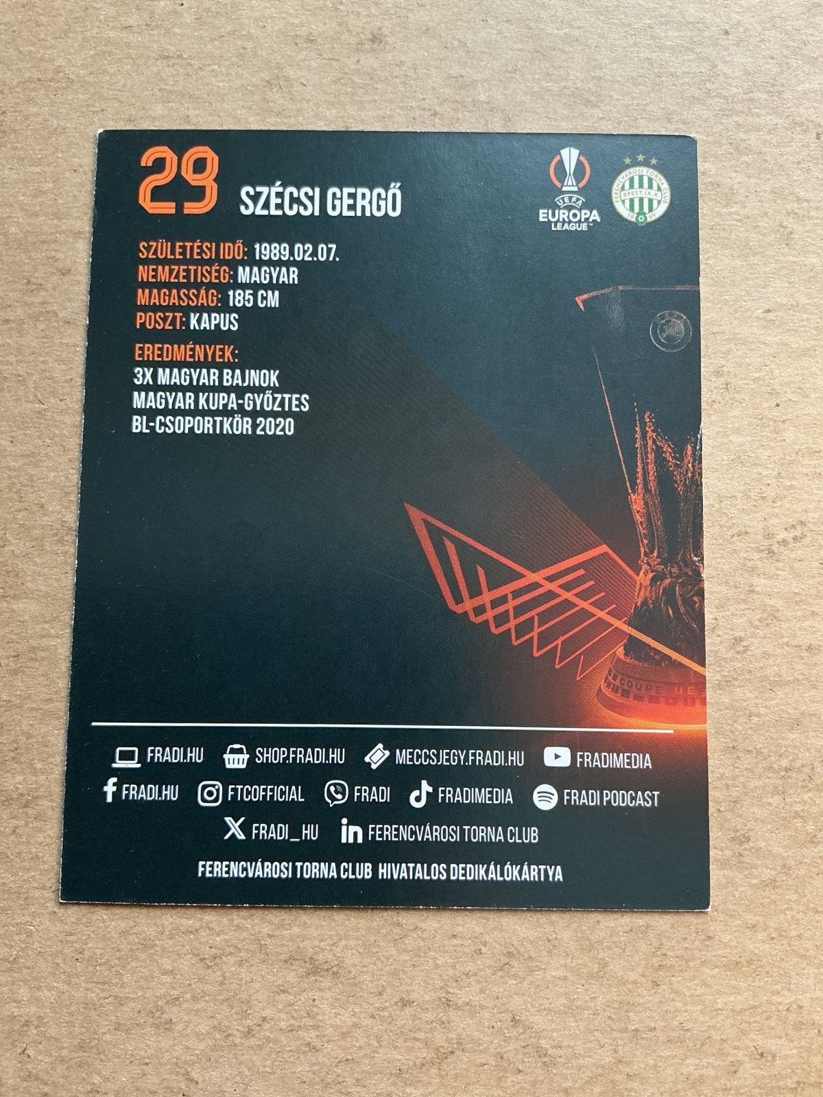 Gergö Szécsi, Hungary 🇭🇺 Ferencvaros 2025/26 hand signed - Autographs-World