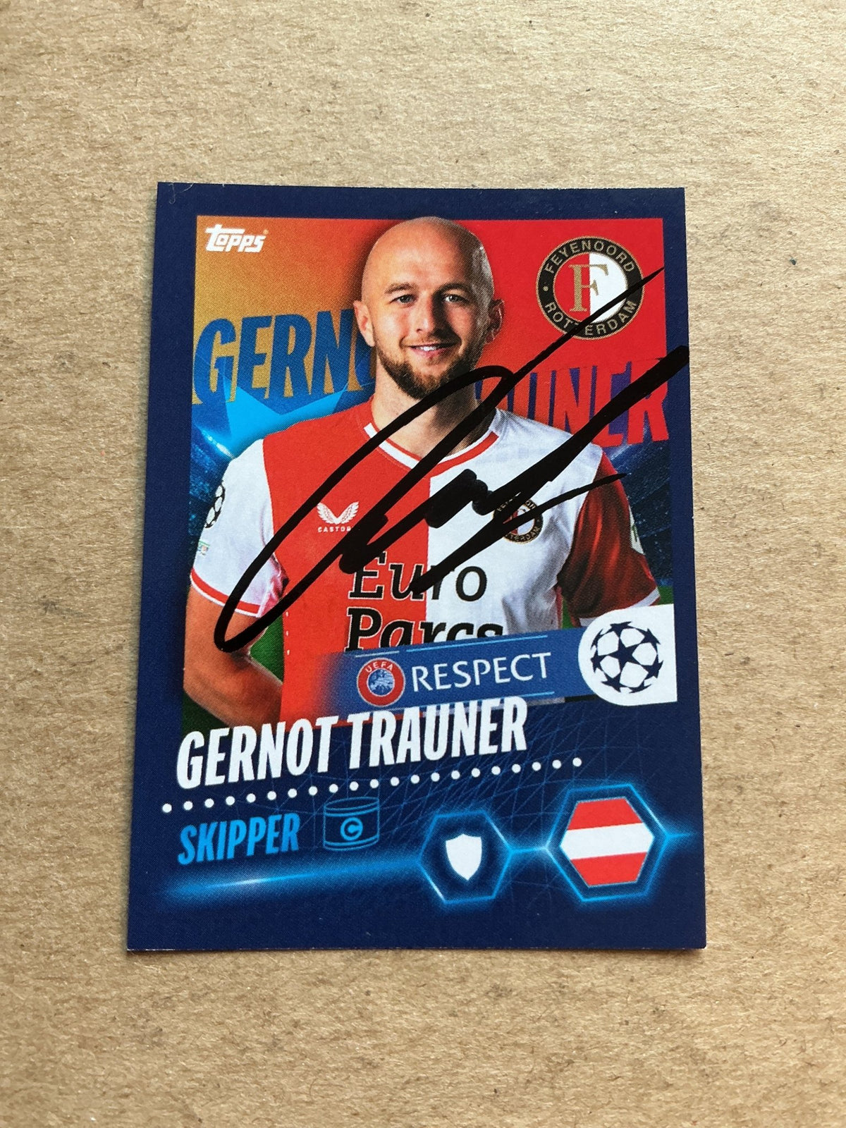 Gernot Trauner, Austria 🇦🇹 Feyenoord Rotterdam 2023/24 Topps hand signed - Autographs-World