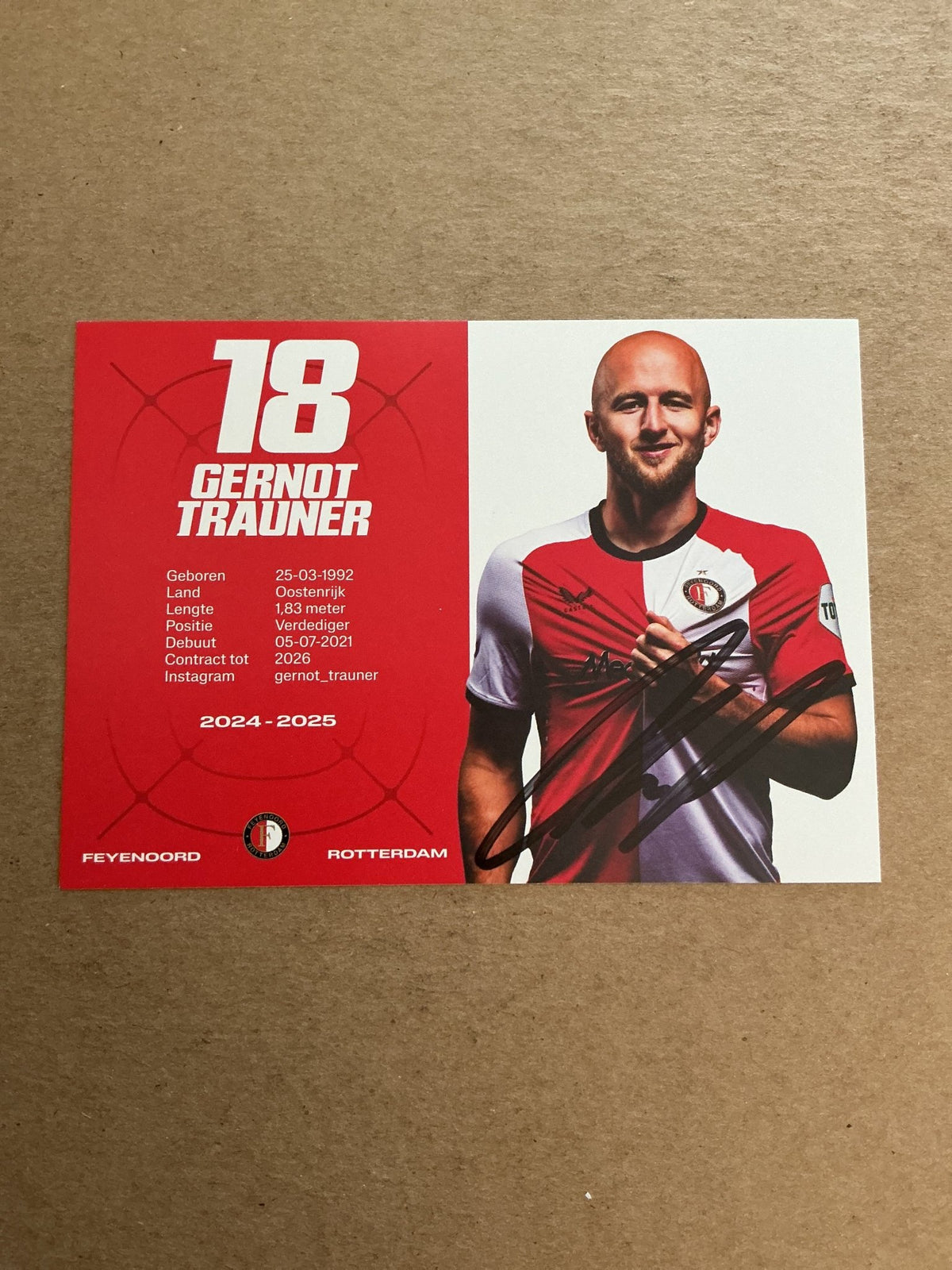Gernot Trauner, Austria 🇦🇹 Feyenoord Rotterdam 2024/25 hand signed - Autographs-World