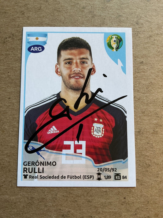 Gerónimo Rulli, Argentina 🇦🇷 Copa America 2019 Panini hand signed - Autographs-World